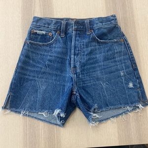 Abercrombie high rise, 4in inseam denim shorts